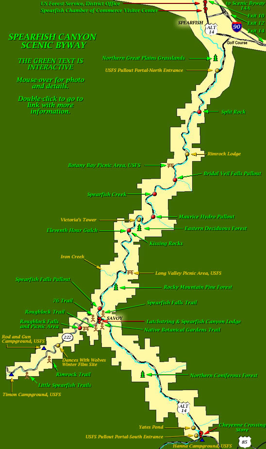 Spearfish Canyon Scenic Byway Map Spearfish Canyon Foundation - Save The Canyon From The Mountain Pine Beetle